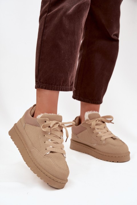Women's Sneakers Lined with Fur Beige Cyrissa