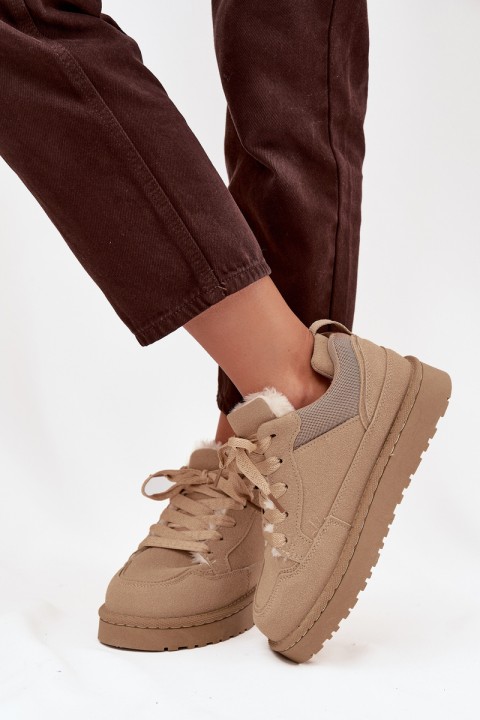 Women's Sneakers Lined with Fur Beige Cyrissa