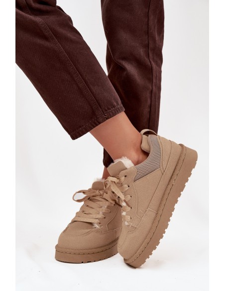 Women's Sneakers Lined with Fur Beige Cyrissa