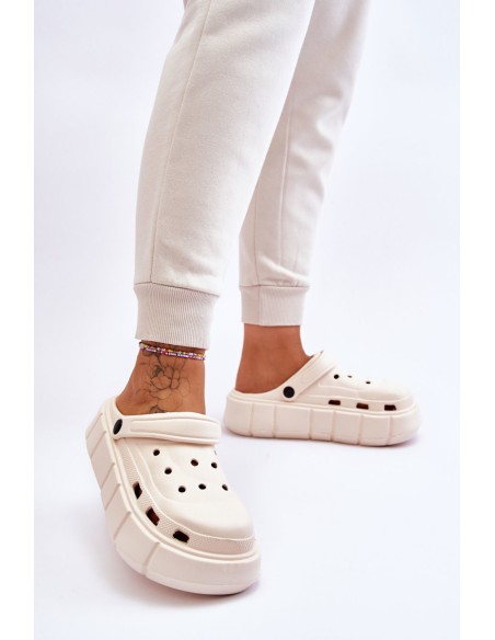 Women's Foam Platform Crocs Beige Beckett