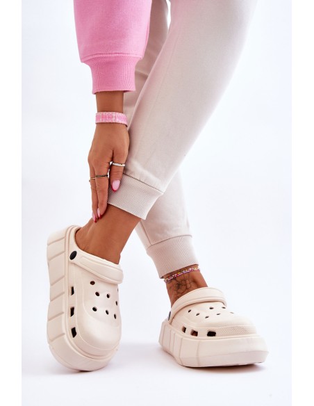 Women's Foam Platform Crocs Beige Beckett