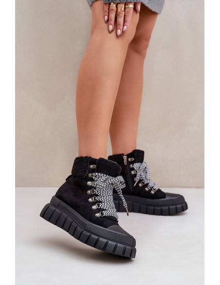 Women's Insulated Ankle Boots Platform Black Alcyhen