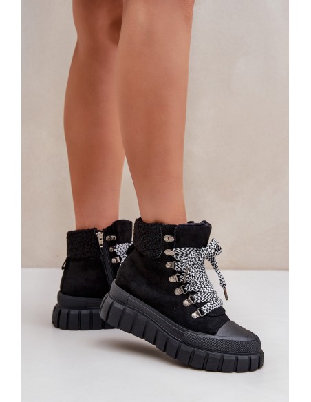 Women's Insulated Ankle Boots Platform Black Alcyhen