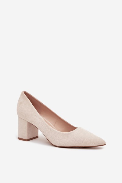 Women's Pumps with Pointed Toes on Block Heel Beige Pavira 2