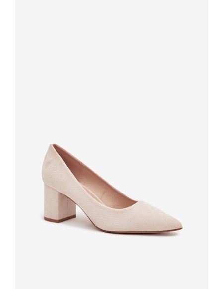Women's Pumps with Pointed Toes on Block Heel Beige Pavira
