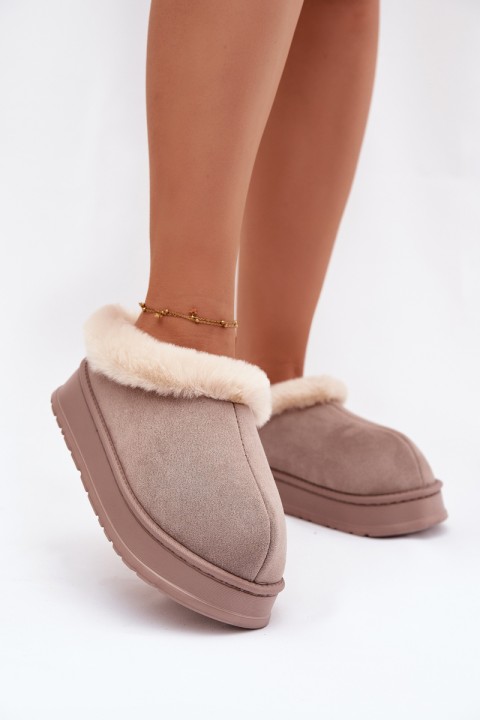 Women's slippers with fur Khaki Eveline