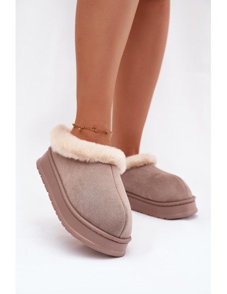 Women's slippers with fur Khaki Eveline