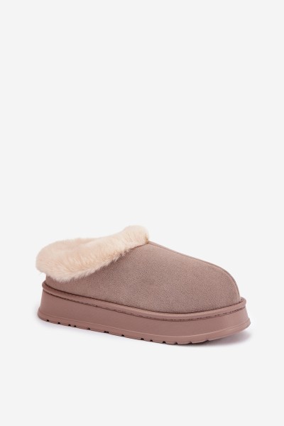 Women's slippers with fur Khaki Eveline 2