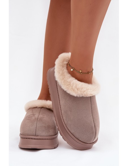 Women's slippers with fur Khaki Eveline