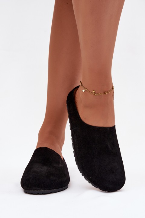 Women's slippers from eco suede black Kalvess