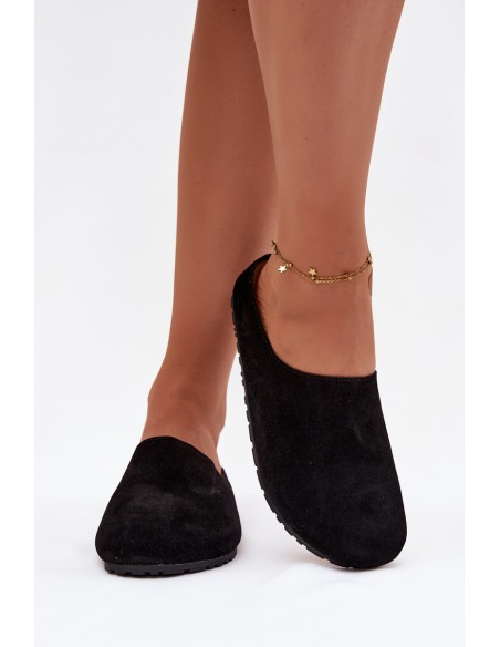 Women's slippers from eco suede black Kalvess