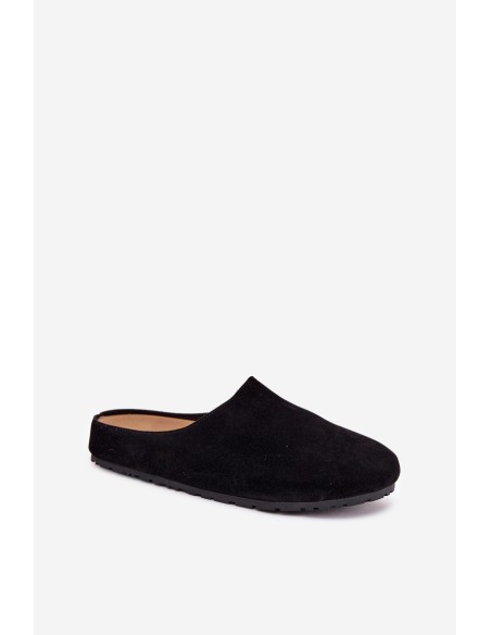 Women's slippers from eco suede black Kalvess