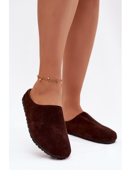 Women Slippers From Eco Suede Chocolate Kalvess