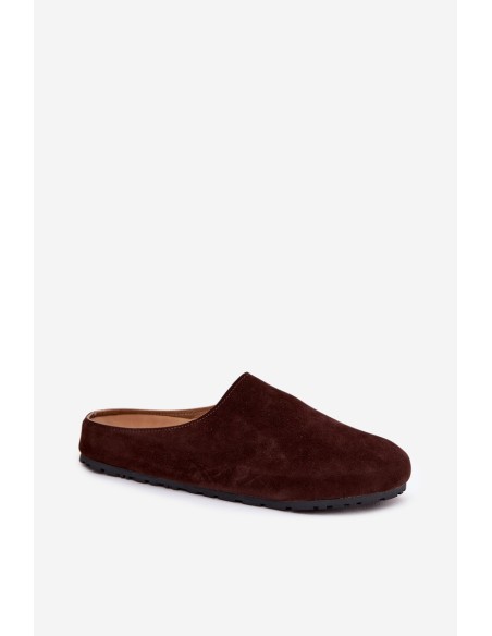 Women Slippers From Eco Suede Chocolate Kalvess