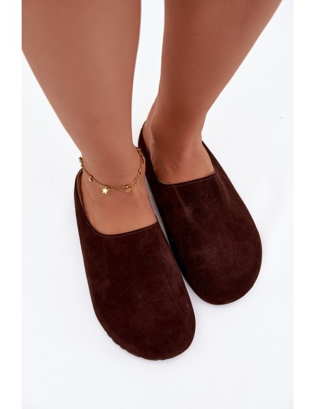 Women Slippers From Eco Suede Chocolate Kalvess