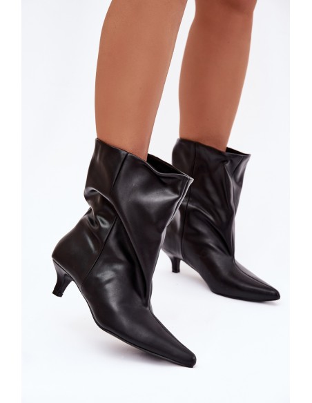 Slip On Women's Ankle Boots With Loose Shaft Black Jessalia