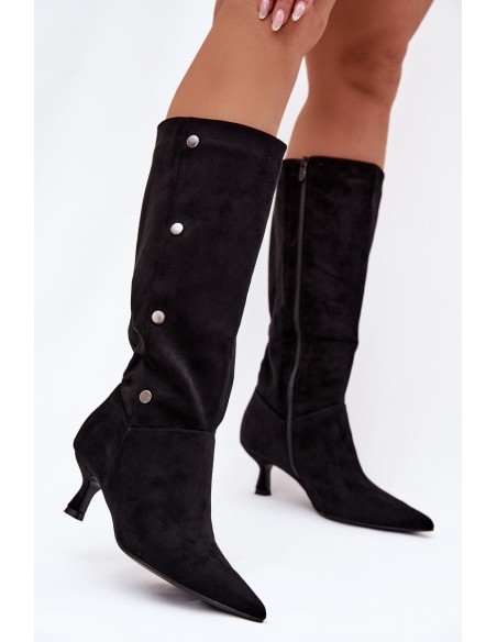 Women's Boots On Heel With Decorative Details Black Hovelle