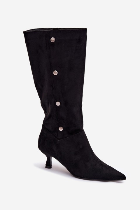 Women's Boots On Heel With Decorative Details Black Hovelle