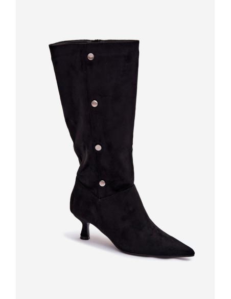 Women's Boots On Heel With Decorative Details Black Hovelle