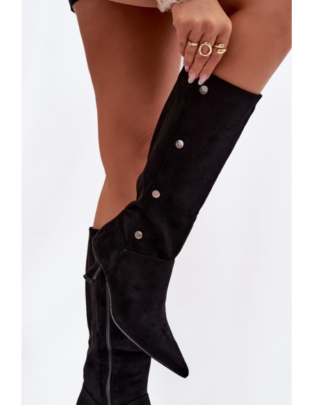 Women's Boots On Heel With Decorative Details Black Hovelle