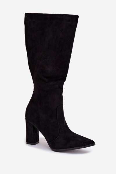 Women's Heeled Boots Made of Eco Suede Lined Black Narille 2