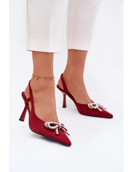Red Derissa women's high heels with bow and open heel