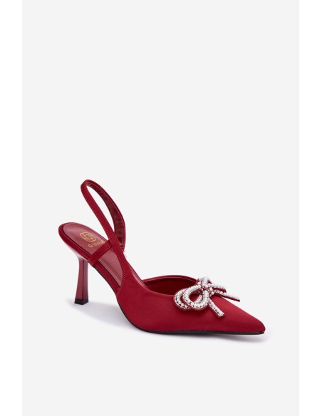 Red Derissa women's high heels with bow and open heel