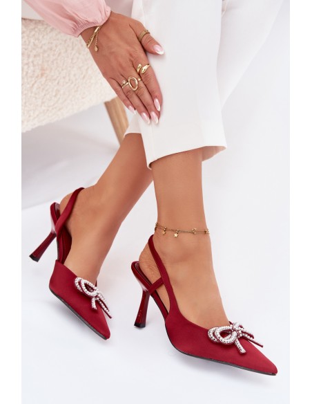 Red Derissa women's high heels with bow and open heel