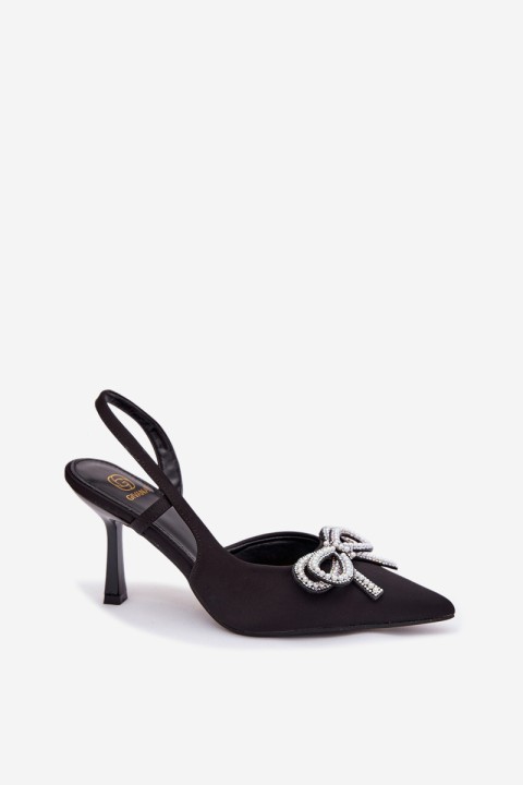 Heeled shoes with bow and open heel Black Derissa