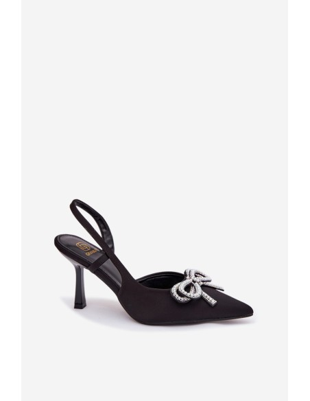 Heeled shoes with bow and open heel Black Derissa