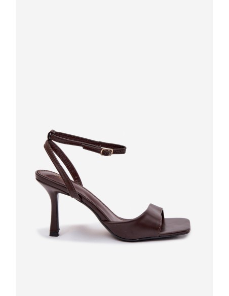 Women's High Heel Sandals Eco Leather Chocolate Brisora
