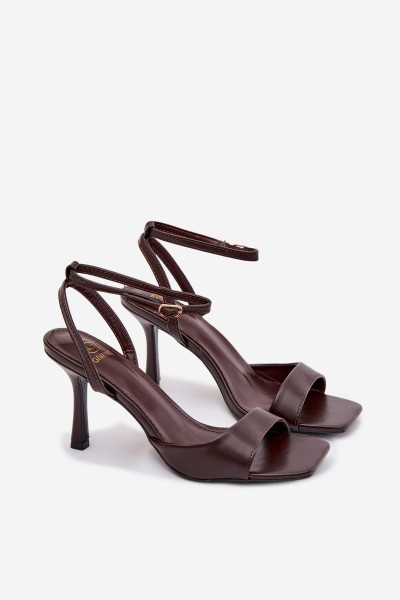 Women's High Heel Sandals Eco Leather Chocolate Brisora 2