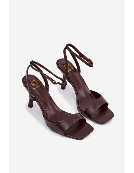 Women's High Heel Sandals Eco Leather Chocolate Brisora