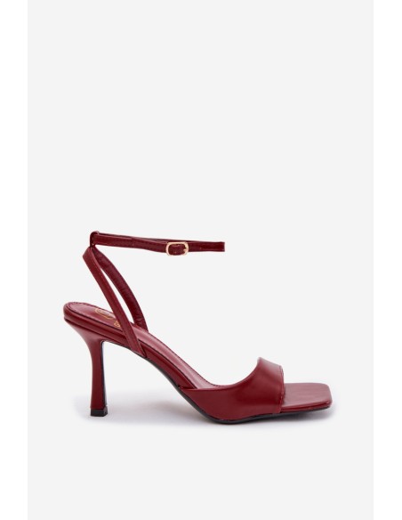 Women's high heel sandals eco leather burgundy Brisora