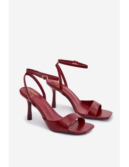 Women's high heel sandals eco leather burgundy Brisora