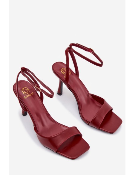 Women's high heel sandals eco leather burgundy Brisora