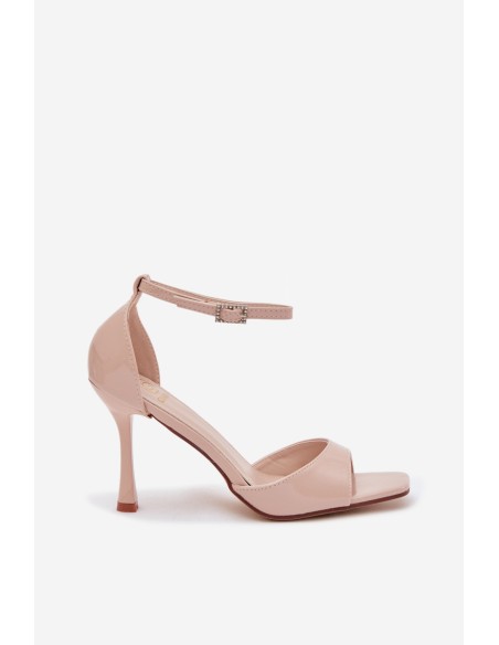 Patent Leather High Heel Sandals Beige Revella