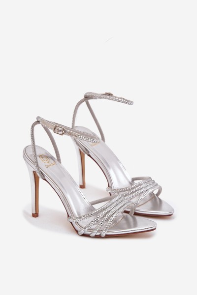 High Heel Sandals with Crystals Silver Rosavie 2