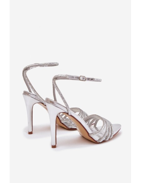 High Heel Sandals with Crystals Silver Rosavie