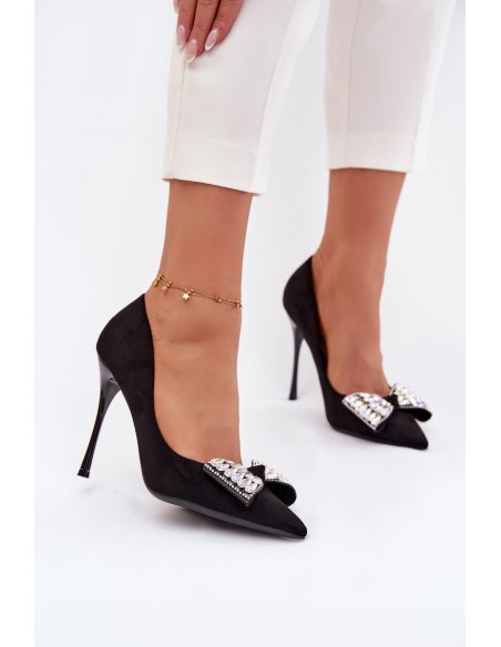 Heels with Bow and Crystals Black Marivine