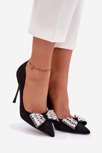 Heels with Bow and Crystals Black Marivine 2