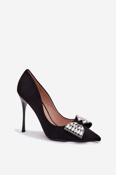 Heels with Bow and Crystals Black Marivine