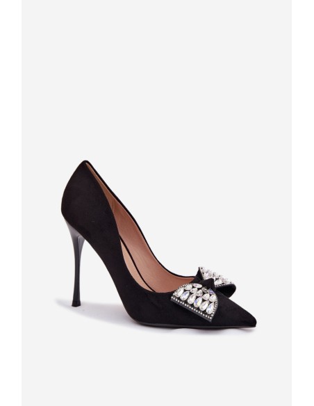Heels with Bow and Crystals Black Marivine