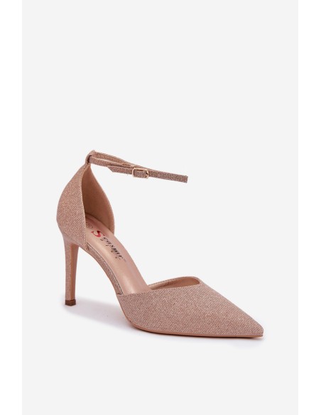 Shiny heels with strap champagne Joranne