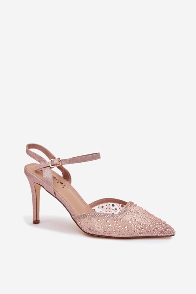 Embellished heels with open heel Champagne Nanadra 2