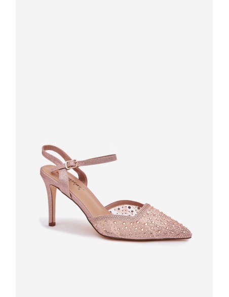 Embellished heels with open heel Champagne Nanadra
