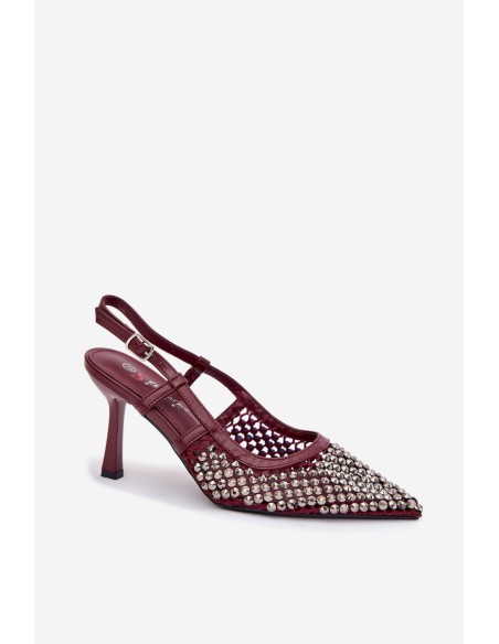 High heels with clips Bordeaux Selinna