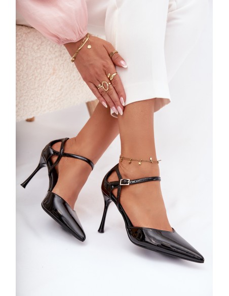Lacquered High Heels with Strap Black Tarilin