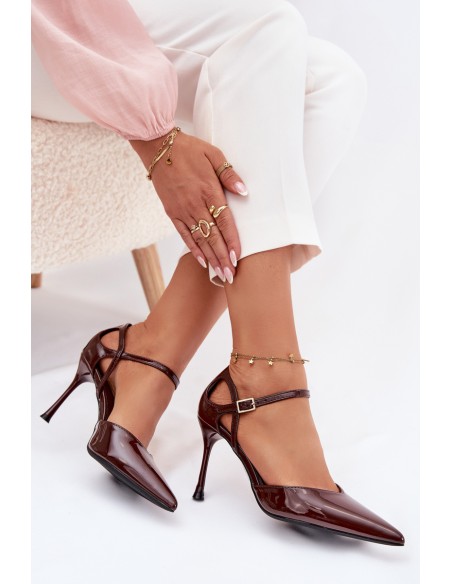 Patent Leather Heels with Strap Chocolate Tarilin