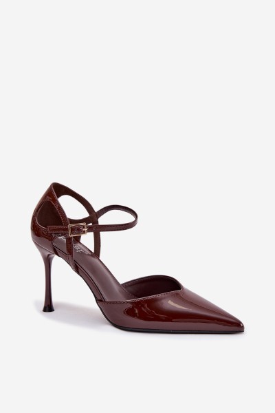 Patent Leather Heels with Strap Chocolate Tarilin 2